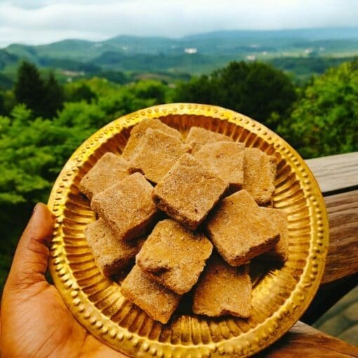 Delicious Ballav Khaja sweets from Shri Khetra Dham, made with pure butter and molasses.