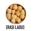 Rasi Ladu arranged on a plate for offering to Lord Jagannath.