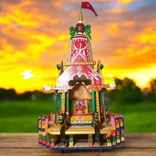 21-inch handcrafted wooden replica of Nandighosh Rath - brings the spirit of Rath Yatra festival to your home altar.