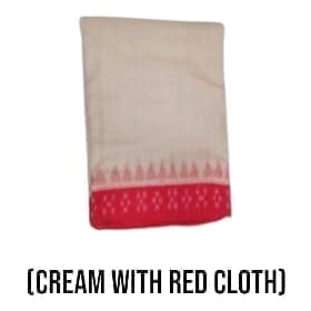 Cream and red cotton Pata cloth, a religious garment for Lord Jagannath.