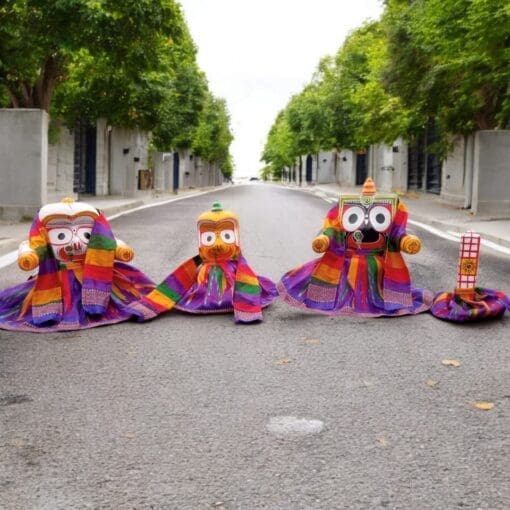 Barapatia dress set, including dresses, chadars, and a dress for Sudarshan, for Jagannath deities.