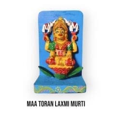 Neem wood Toran Laxmi hanging at a home entrance, inviting blessings of wealth and prosperity.