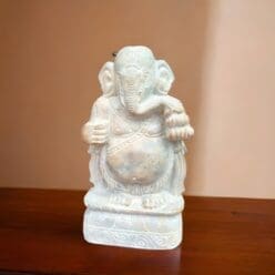 Hand-Carved White Stone Ganesha Idol