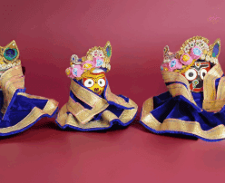 Radha Madhab Premium Dress Set (Blue & Gold Velvet) (14 prats)