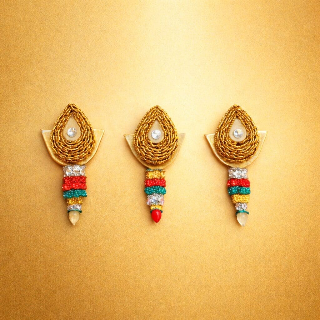 Matha Mani Temple Style Brass Ornament for Mahaprabhu (3 Parts) - Image 2