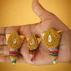 Matha Mani Temple Style Brass Ornament for Mahaprabhu (3 Parts)