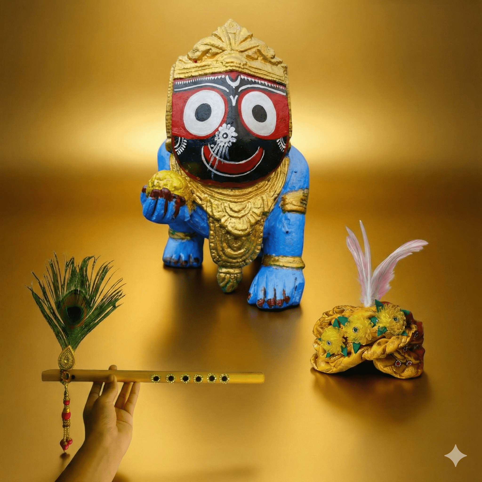 Jagannath Murti with Banshi & Mukut Combo: The Balya Leela Set